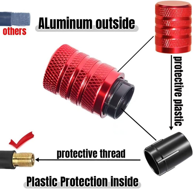 SYSDTTD 4-Piece Anodized Aluminum-Plastic Composite Tire Valve Stem Caps with Integrated Plastic Sleeve,Corrosion-Resistant and Universal Fit,Suitable for Cars, Trucks, and Motorcycles (Red) - Image 4